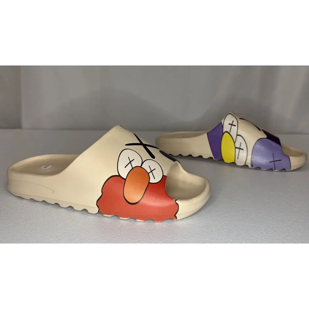 Cartoon Print Pillow Slides Bathroom Shower Slippers Size 45/46